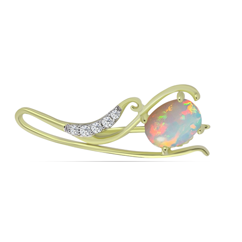 BUY 925 SILVER BROOCH WITH ETHIOPIAN OPAL GEMSTONE GOLD PLATED 